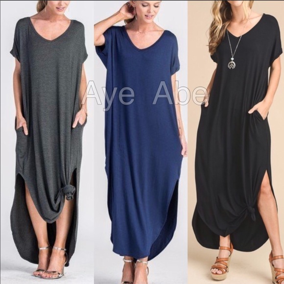 Oversized Loose Fit Maxi Double Slit Pockets Comfy - Picture 8 of 8